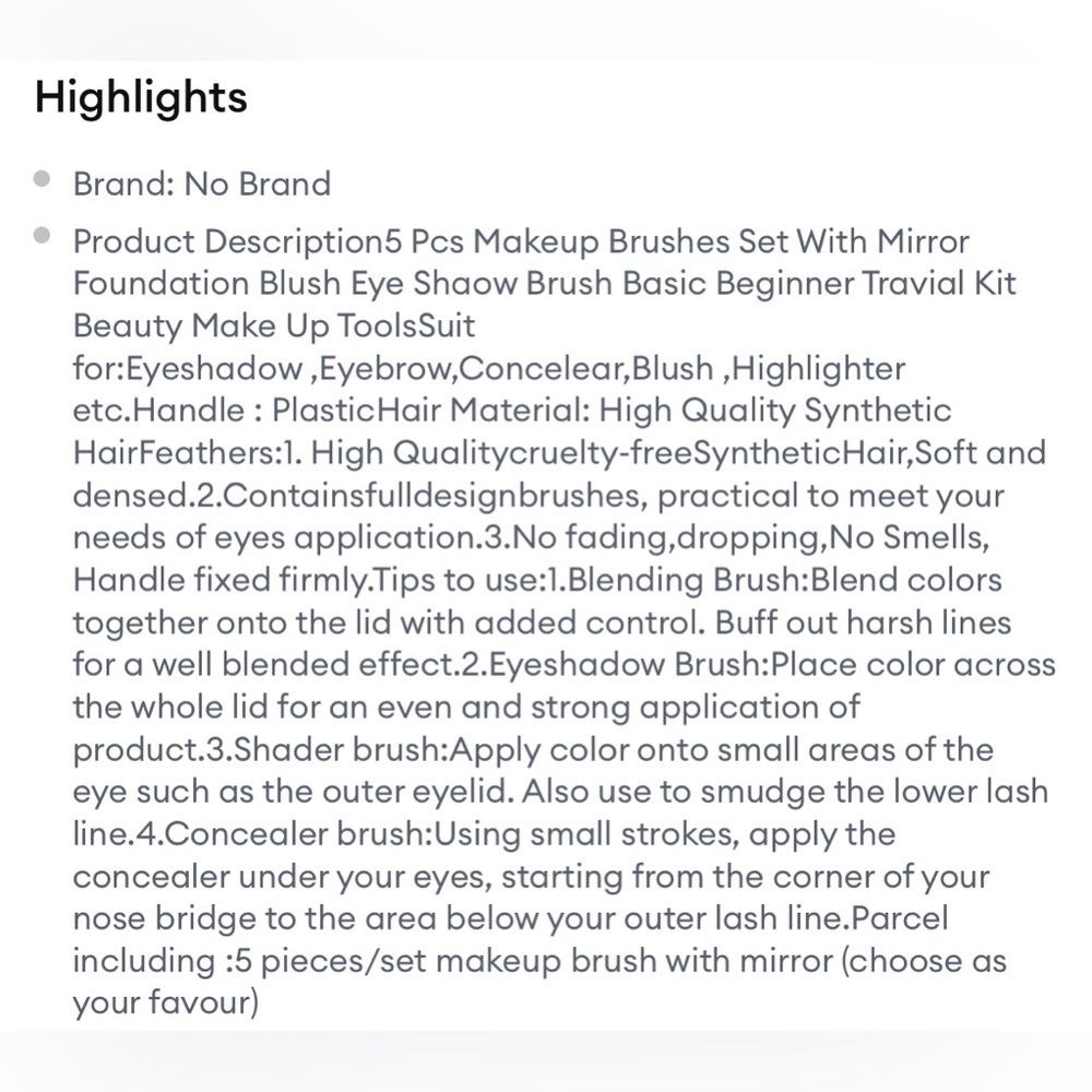 5 PIECES MAKEUP BRUSHES SET WITH MIRROR - Picture 8 of 8